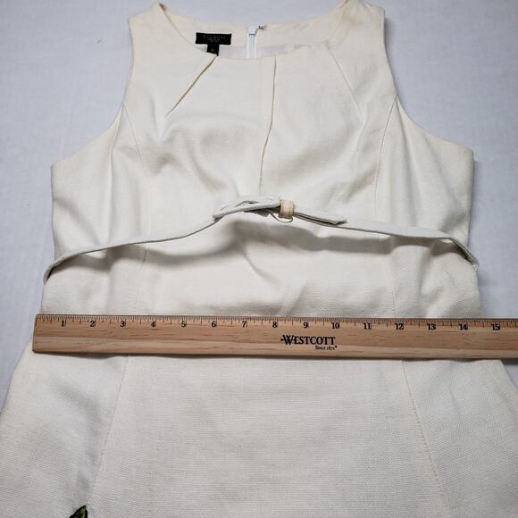 Vintage Talbots Linen Dress Womens 4 Petite Ivory Green Summer Wedding Guest - Picture 5 of 16
